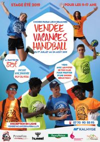 Stage Vendée Vacances Handball été 2019. Du 1er juillet au 24 août 2019 à Pouzauges. Vendee.  10H00